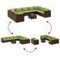 Preview: 10-tlg. Garten-Lounge-Set mit Kissen Braun Poly Rattan