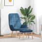 Preview: ARDEBO.de - Relaxsessel mit Hocker Blau Stoff