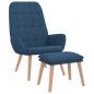 Preview: Relaxsessel mit Hocker Blau Stoff