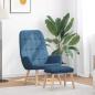 Preview: Relaxsessel mit Hocker Blau Stoff