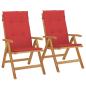 Preview: Klappstühle mit Kissen, 2 Stück, Massivholz Teak