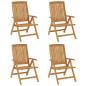 Preview: Verstellbare Klappstühle mit Kissen, 4-teilig, Massivholz Teak
