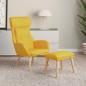 Preview: ARDEBO.de - Relaxsessel mit Hocker Senfgelb Stoff