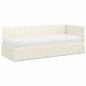 Preview: Eckbettgestell mit Matratze mit Kopfteil 2 stk. Creme Samt