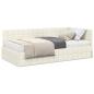 Preview: Eckbettgestell mit Matratze mit Kopfteil 2 stk. Creme Samt