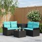 Preview: ARDEBO.de - Sofa Set 6 stk. 4-Sitzanzahl Schwarz und Blau