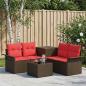 Preview: ARDEBO.de - Sofa Set 6 stk. 4-Sitzer Braun und Rot Polyrattan und Stahl