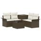 Preview: Sofa Set 6 stk. 4-Sitzer Braun und Creme Weiß