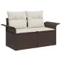 Preview: Sofa Set 6 stk. 4-Sitzer Braun und Creme Weiß