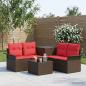 Preview: ARDEBO.de - Sofa Set 6 stk. 4-Sitzanzahl Braun und Rot Polyrattan und Stahl