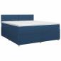 Preview: Boxspringbett mit Matratze mit Kopfteil Blau 140 x 200 cm Stoff