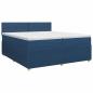 Preview: Boxspringbett mit Matratze mit Kopfteil Blau 200 x 200 cm Stoff