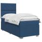 Preview: LED Boxspringbett mit Matratze Blau 100 x 200 cm Stoff
