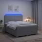 Preview: ARDEBO.de - LED Boxspringbett mit Matratze Hellgrau 140 x 190 cm Stoff