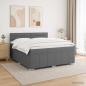 Preview: ARDEBO.de - LED Boxspringbett mit Matratze Dunkelgrau 140 x 190 cm Stoff