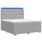 Preview: LED Boxspringbett mit Matratze Hellgrau 140 x 190 cm Stoff