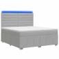 Preview: LED Boxspringbett mit Matratze Hellgrau 140 x 200 cm Stoff