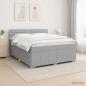 Preview: LED Boxspringbett mit Matratze Hellgrau 140 x 200 cm Stoff