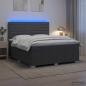 Preview: LED Boxspringbett mit Matratze Dunkelgrau 140 x 200 cm Stoff