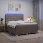 Preview: LED Boxspringbett mit Matratze Taupe 140 x 200 cm Stoff