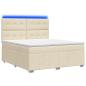 Preview: LED Boxspringbett mit Matratze Creme 140 x 200 cm Stoff