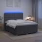 Preview: LED Boxspringbett mit Matratze Dunkelgrau 160 x 200 cm Stoff
