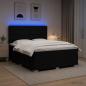 Preview: ARDEBO.de - LED Boxspringbett mit Matratze Schwarz 160 x 200 cm Stoff