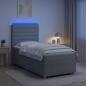 Preview: ARDEBO.de - LED Boxspringbett mit Matratze Hellgrau 100 x 200 cm Stoff