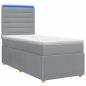 Preview: LED Boxspringbett mit Matratze Hellgrau 100 x 200 cm Stoff
