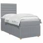 Preview: LED Boxspringbett mit Matratze Hellgrau 100 x 200 cm Stoff
