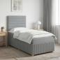 Preview: LED Boxspringbett mit Matratze Hellgrau 100 x 200 cm Stoff