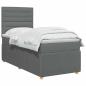 Preview: LED Boxspringbett mit Matratze Dunkelgrau 100 x 200 cm Stoff