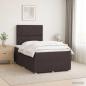 Preview: ARDEBO.de - LED Boxspringbett mit Matratze Dunkelbraun 120 x 200 cm Stoff