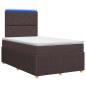 Preview: LED Boxspringbett mit Matratze Dunkelbraun 120 x 200 cm Stoff