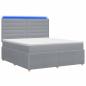 Preview: LED Boxspringbett mit Matratze Hellgrau 140 x 190 cm Stoff