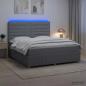 Preview: LED Boxspringbett mit Matratze Hellgrau 140 x 190 cm Stoff