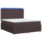 Preview: LED Boxspringbett mit Matratze Dunkelbraun 140 x 190 cm Stoff