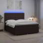 Preview: LED Boxspringbett mit Matratze Dunkelbraun 140 x 190 cm Stoff
