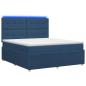 Preview: LED Boxspringbett mit Matratze Blau 140 x 190 cm Stoff