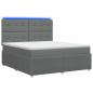 Preview: LED Boxspringbett mit Matratze Dunkelgrau 160 x 200 cm Stoff