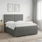 Preview: LED Boxspringbett mit Matratze Dunkelgrau 160 x 200 cm Stoff