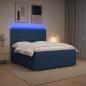Preview: ARDEBO.de - LED Boxspringbett mit Matratze Blau 160 x 200 cm Stoff