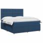 Preview: LED Boxspringbett mit Matratze Blau 160 x 200 cm Stoff