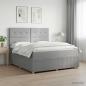 Preview: ARDEBO.de - LED Boxspringbett mit Matratze Hellgrau 180 x 200 cm Stoff