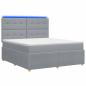 Preview: LED Boxspringbett mit Matratze Hellgrau 180 x 200 cm Stoff