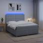 Preview: LED Boxspringbett mit Matratze Hellgrau 180 x 200 cm Stoff