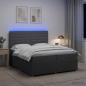 Preview: ARDEBO.de - LED Boxspringbett mit Matratze Dunkelgrau 200 x 200 cm Stoff