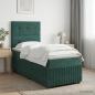 Preview: ARDEBO.de - LED Boxspringbett mit Matratze Dunkelgrün 90 x 190 cm Samt
