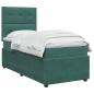 Preview: LED Boxspringbett mit Matratze Dunkelgrün 90 x 190 cm Samt