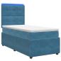 Preview: LED Boxspringbett mit Matratze Blau 90 x 190 cm Samt
